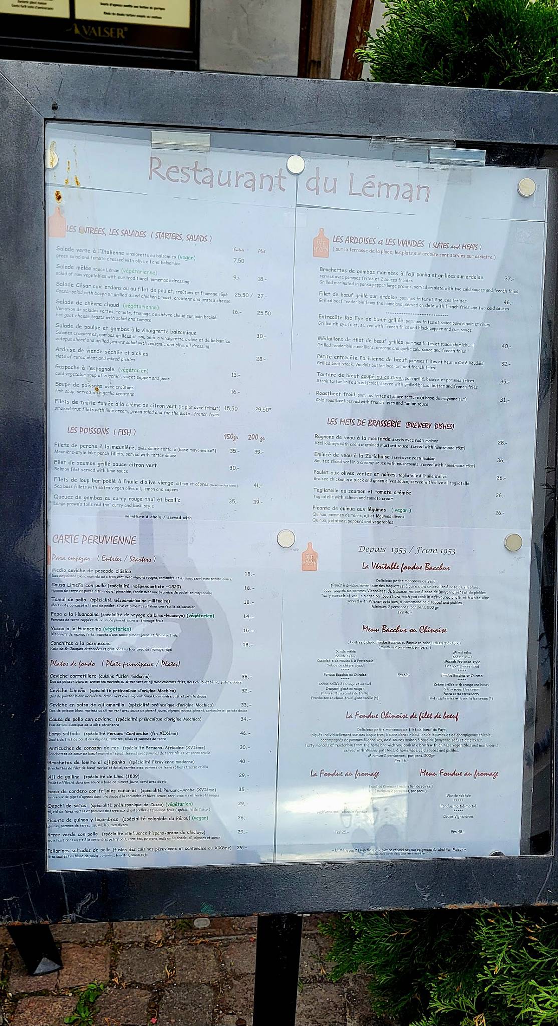 Menu di Le Léman 