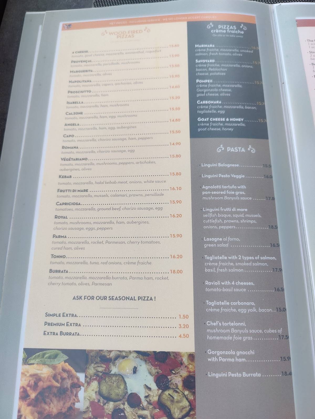 Menu de Le Napoli