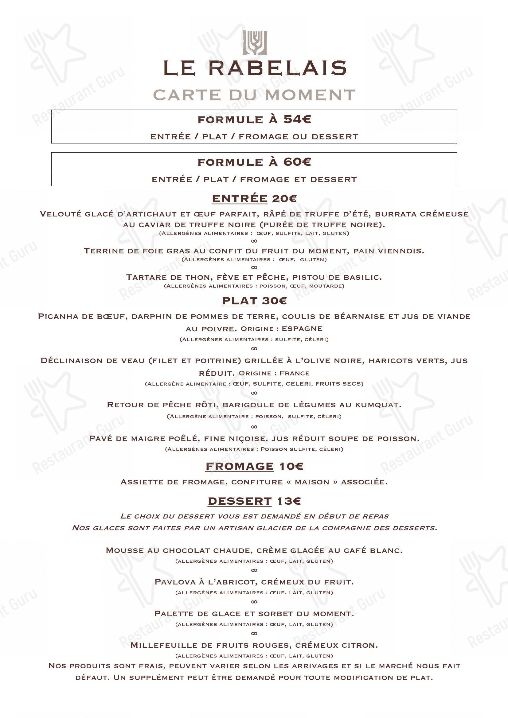 le rabelais dans Saint-Chamas - Menu bar