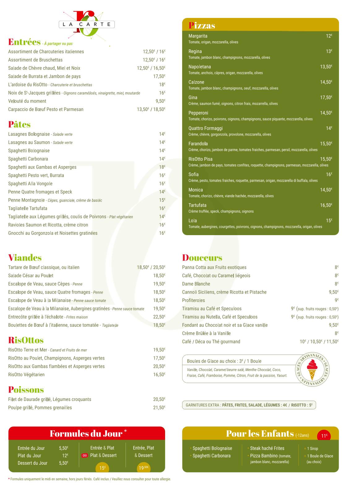 Menu de Le RisOtto