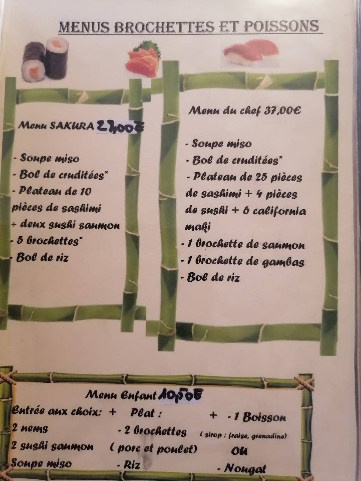 Menu de Le Sakura