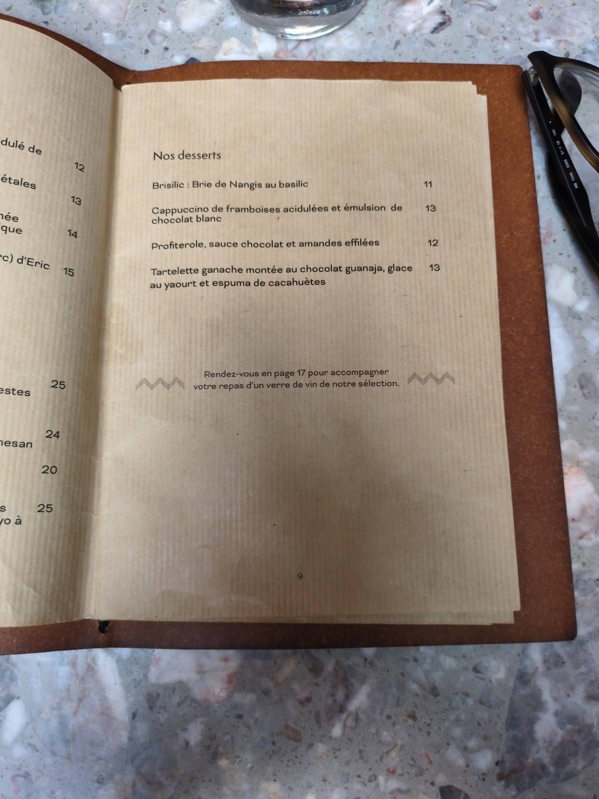 Menu de Le Shack