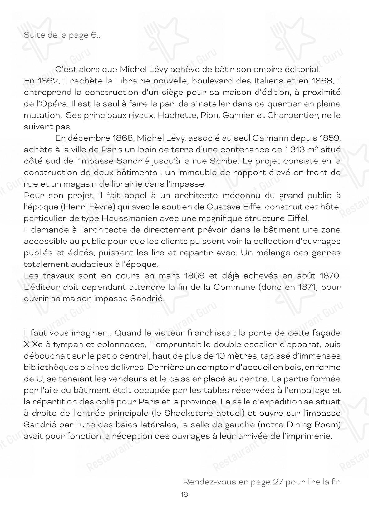 Основное меню pour Le Shack dans Paris