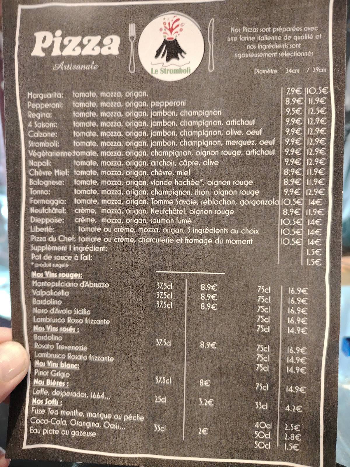 Menu de Le Stromboli