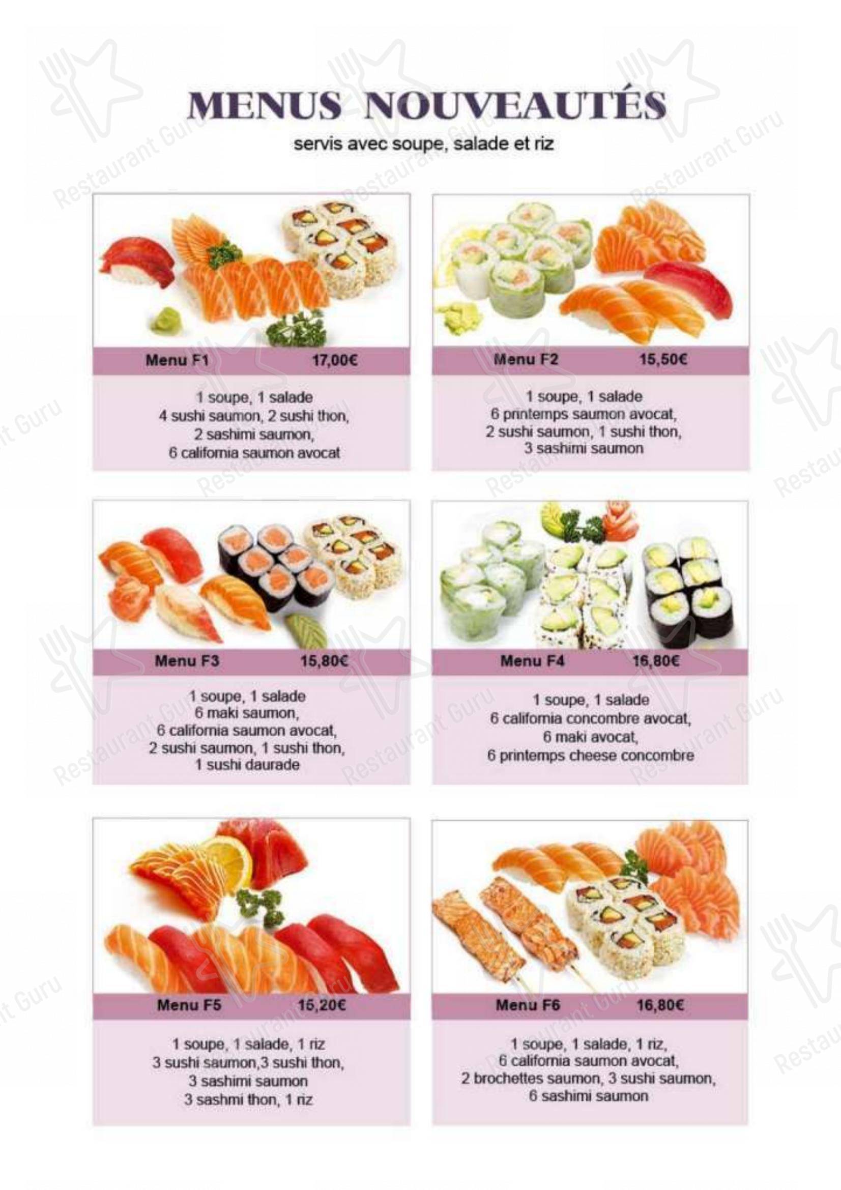 Menu pour Le Tokyo Rochefort restaurant