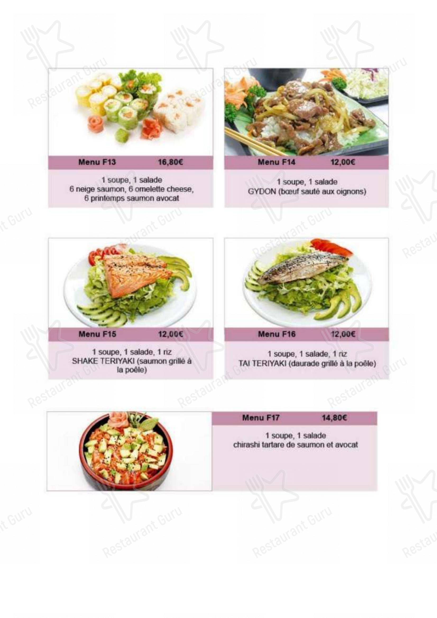 Menu pour Le Tokyo Rochefort - Menu