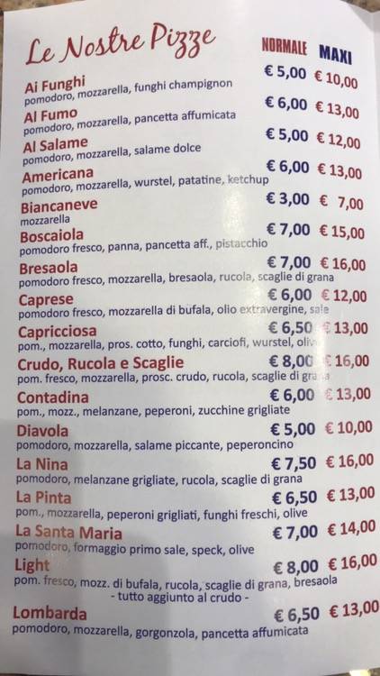 Menu di "LE TRE Caravelle Ristorante Barcellona p.g." 
