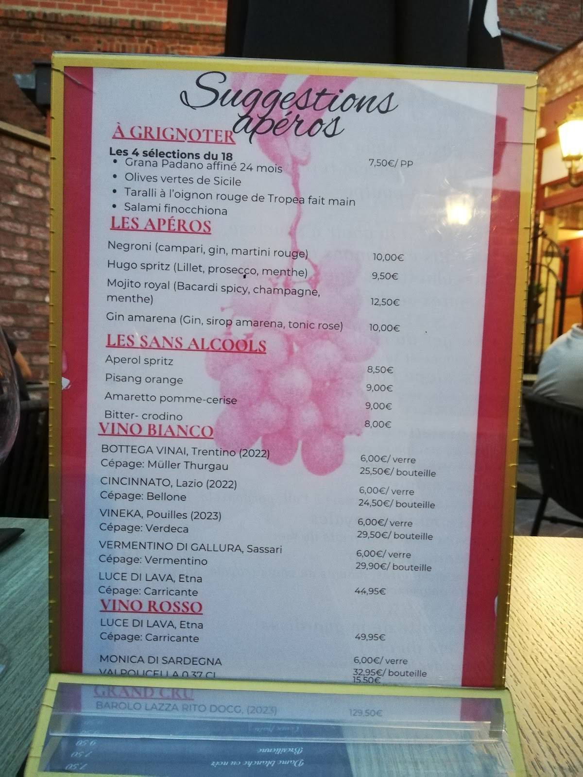 Menu de Le XVIII Siècle