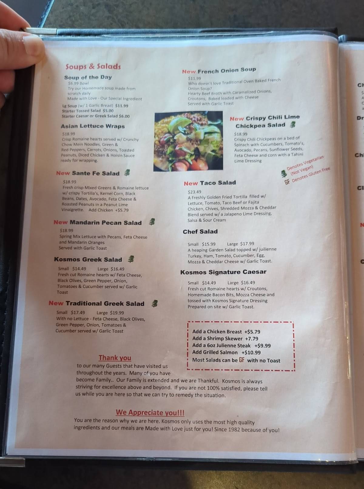 Menu de Kosmos Restaurant & Lounge