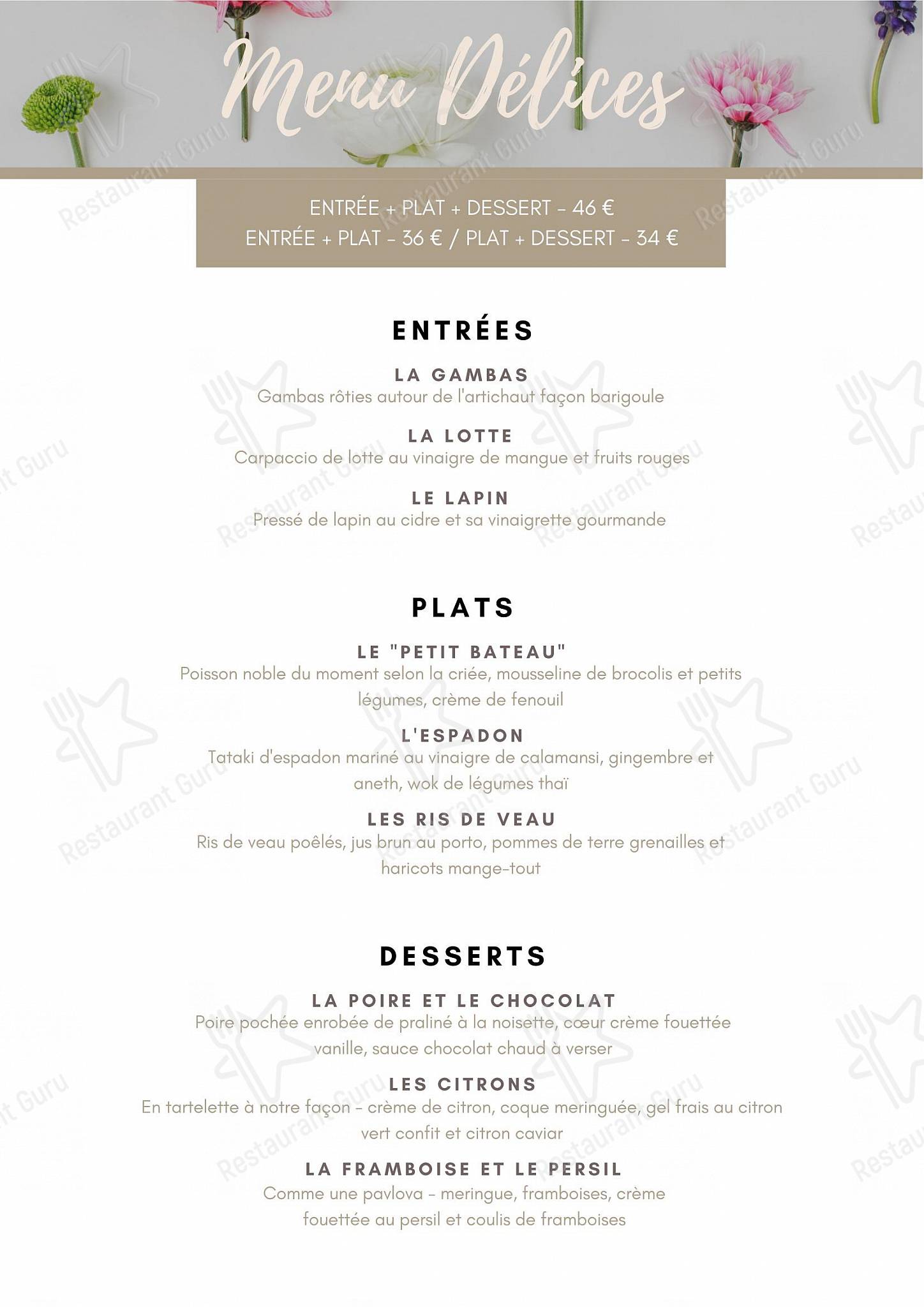 Vegan Menu pour Restaurant Les Halles Saint-Grégoire restaurant