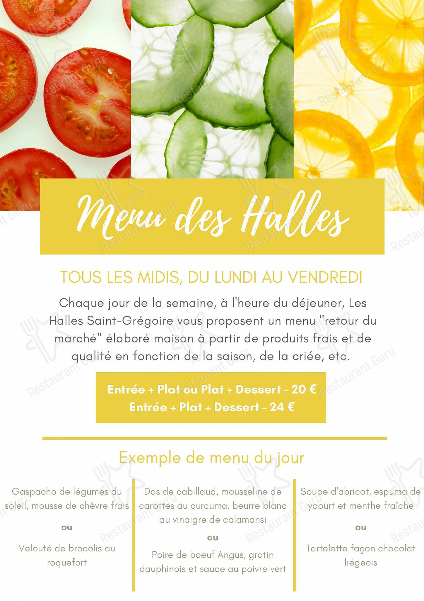 Restaurant Les Halles Saint-Grégoire dans Saint-Grégoire - Vegan Menu