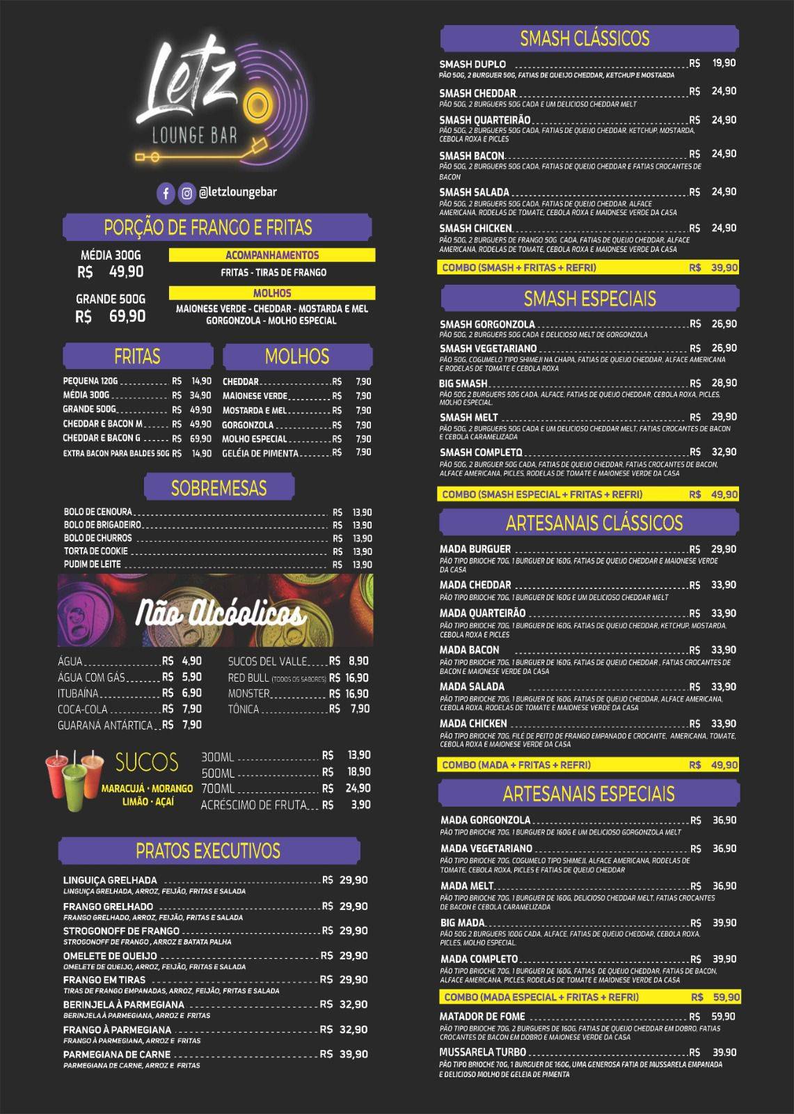 Upzz Burguer & Bar cardápio