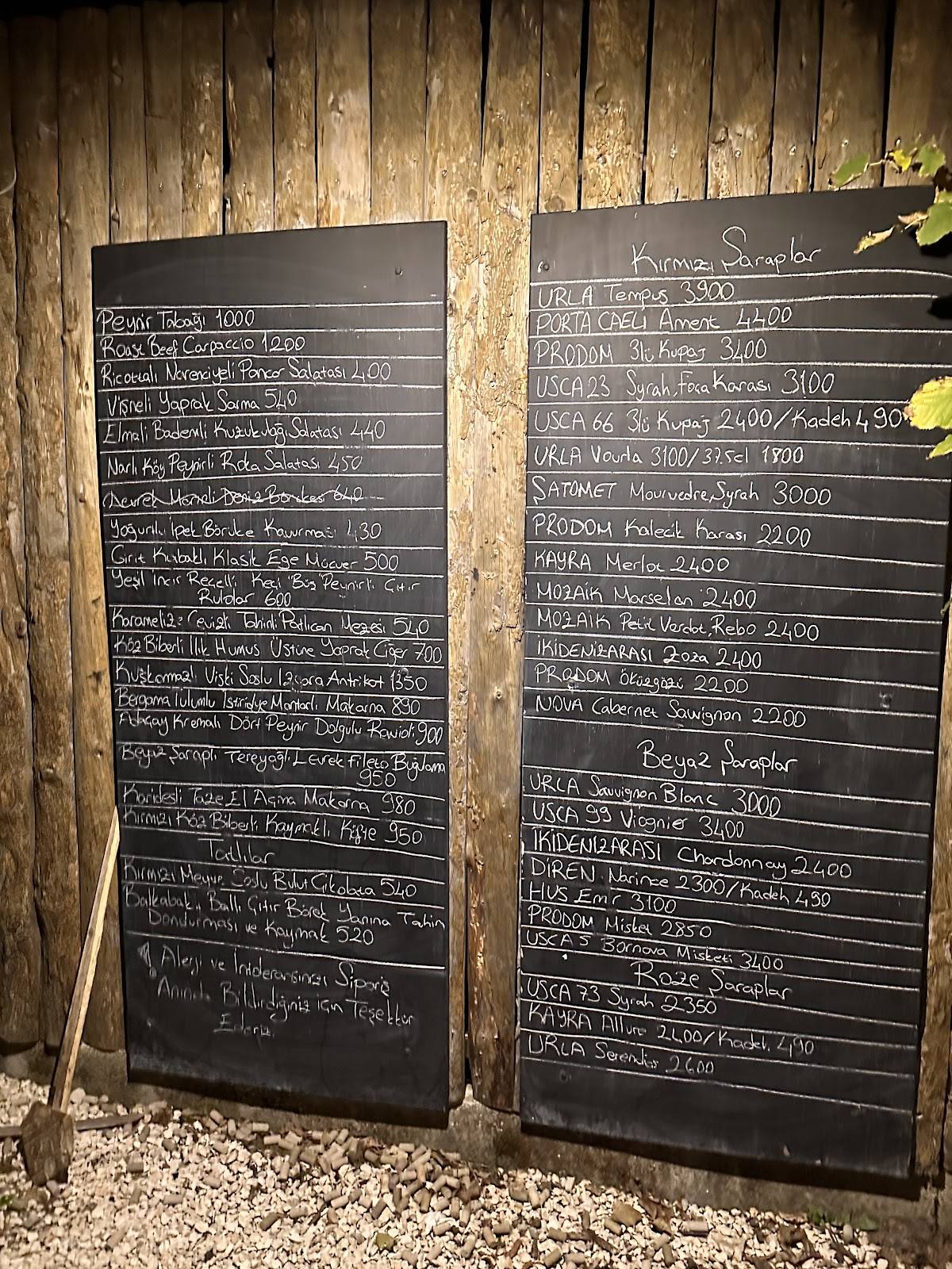 Menu de Levan