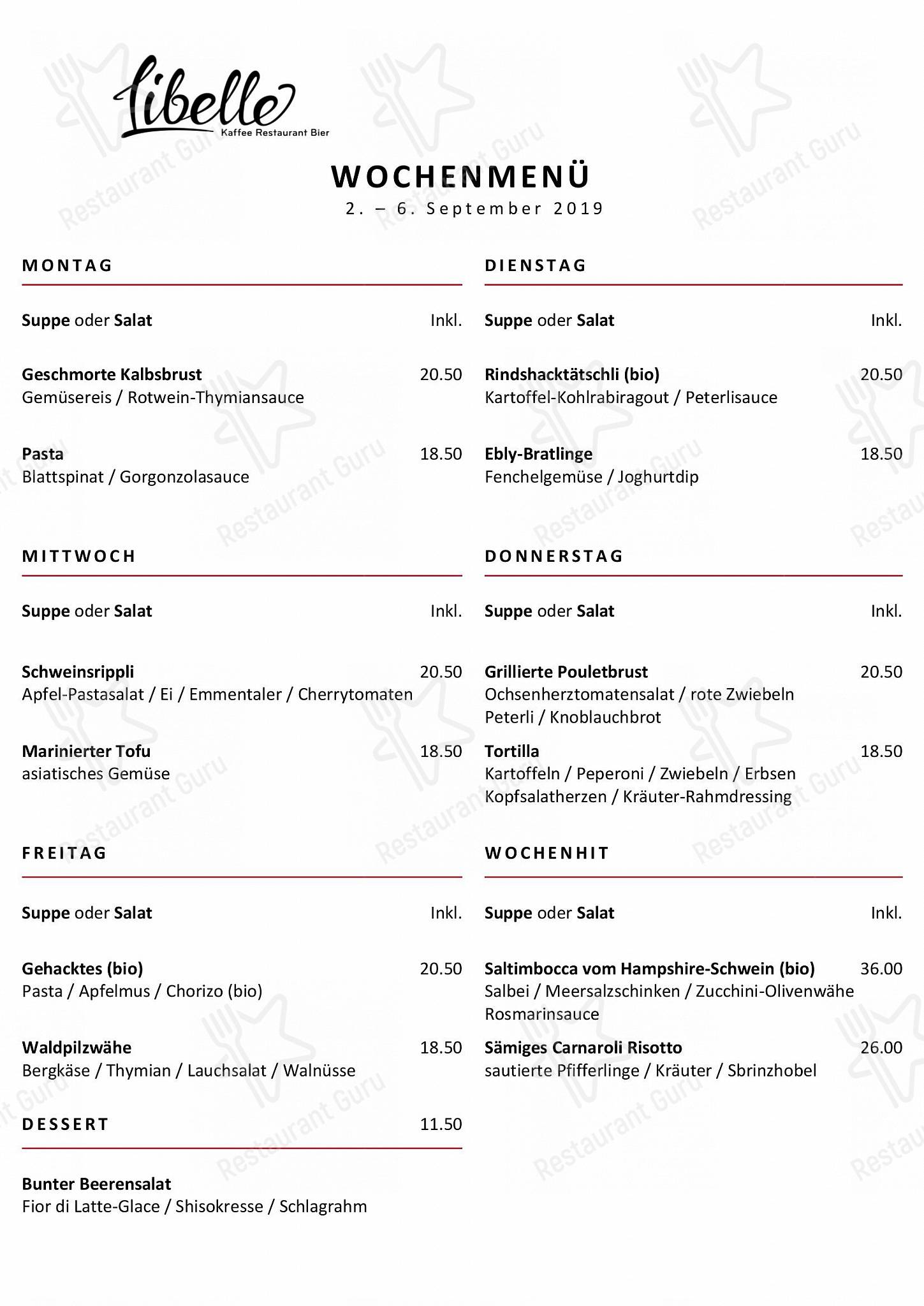 Menu di Restaurant Libelle - Wine Menu