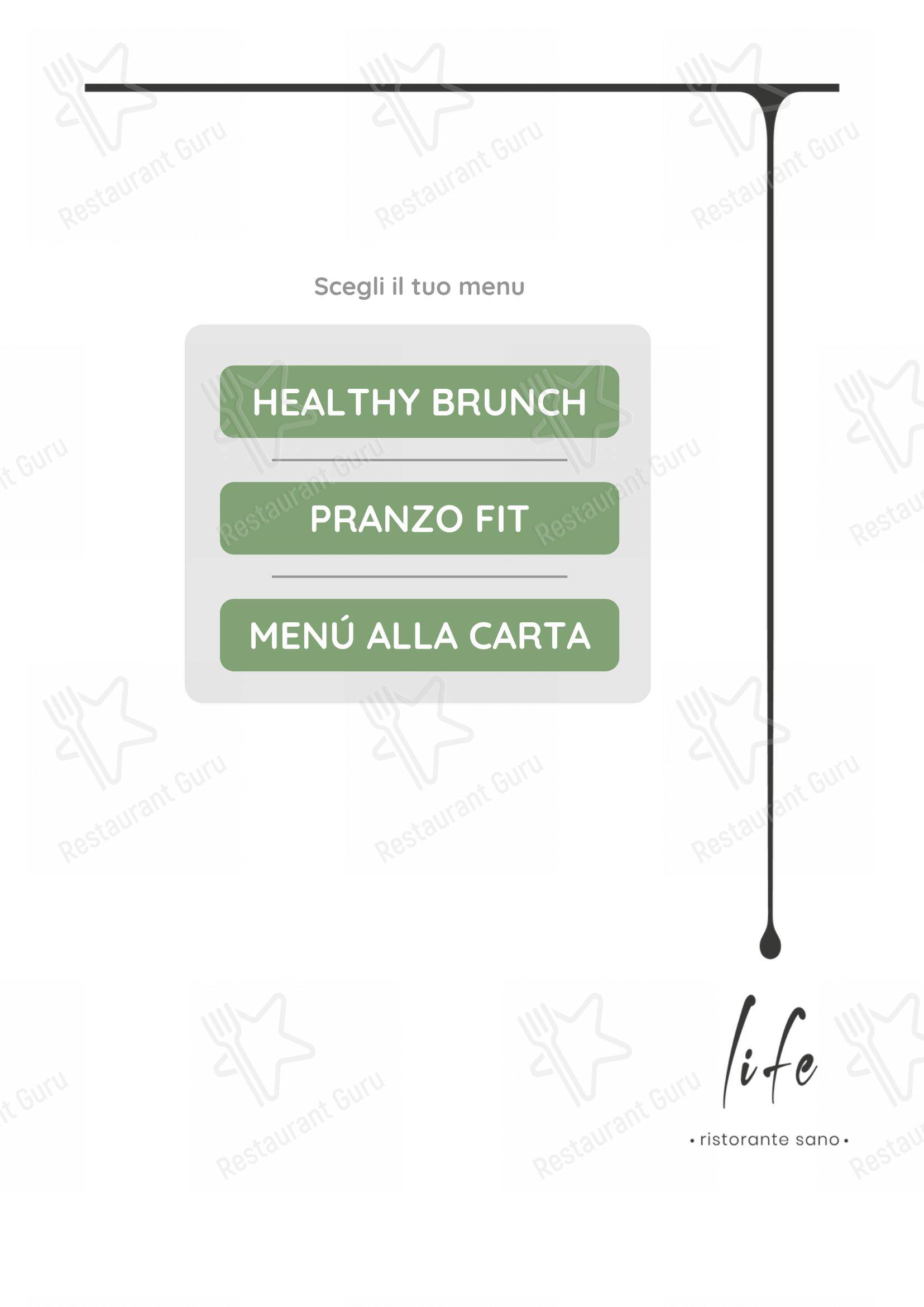 Menu di Life Ristorante Sano - Menu