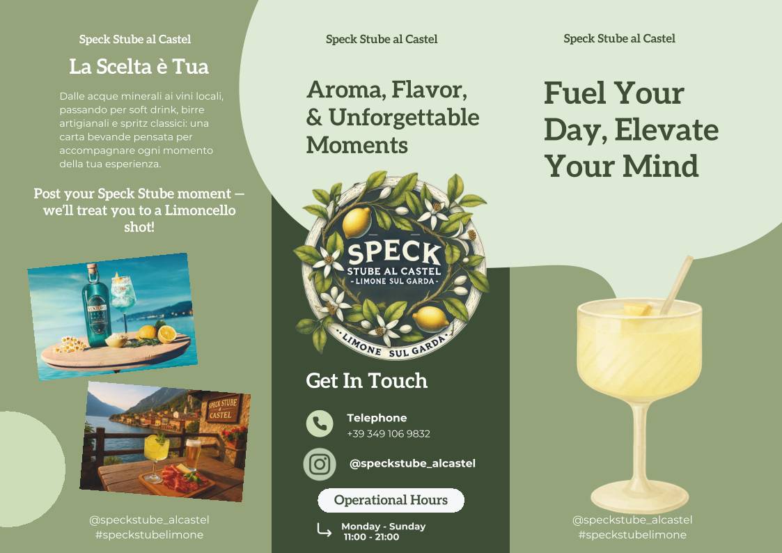 Menu di Speck Stube al Castèl Limone Ristorante Tipico 