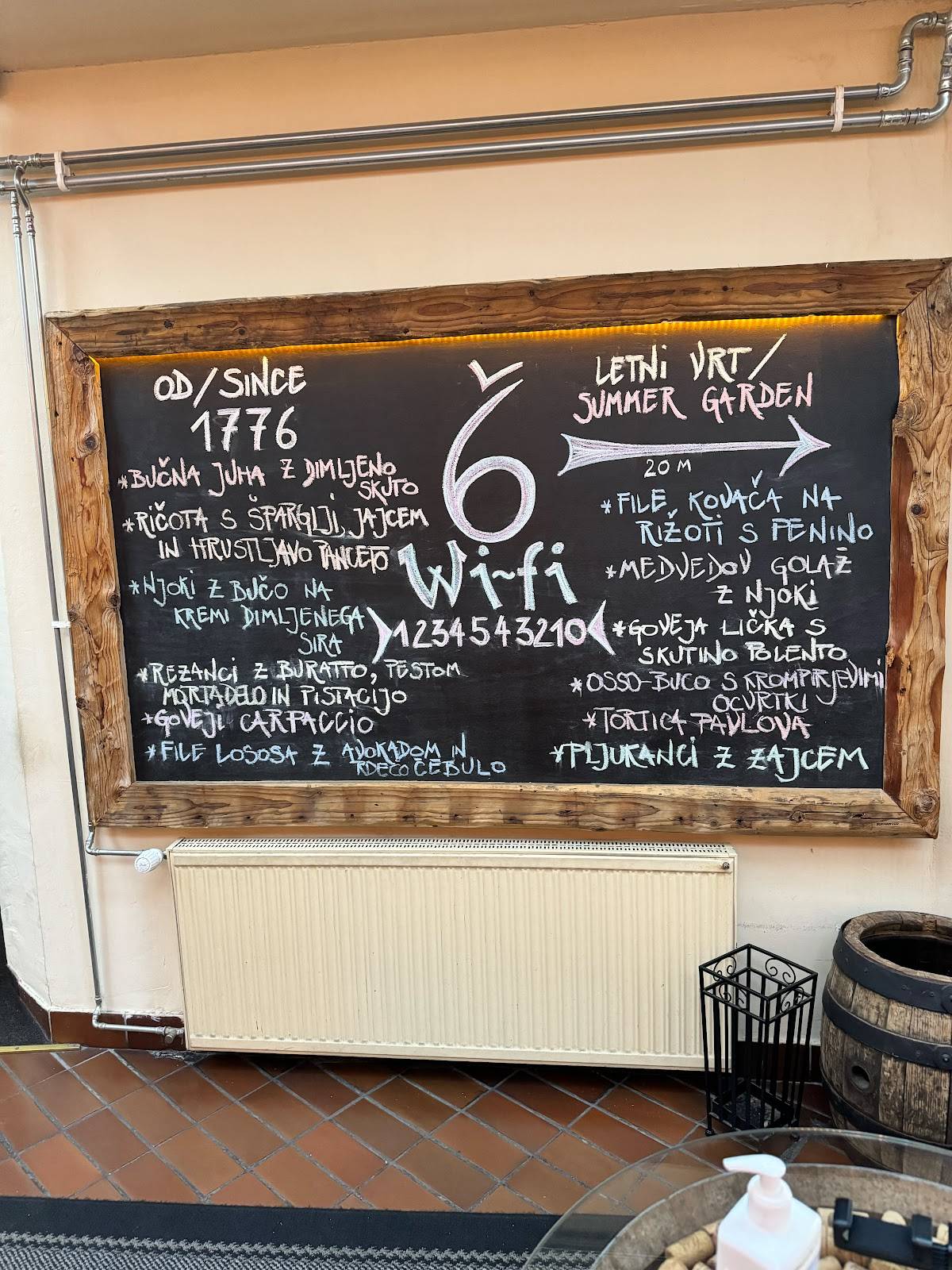 Menu di Restaurant Šestica 