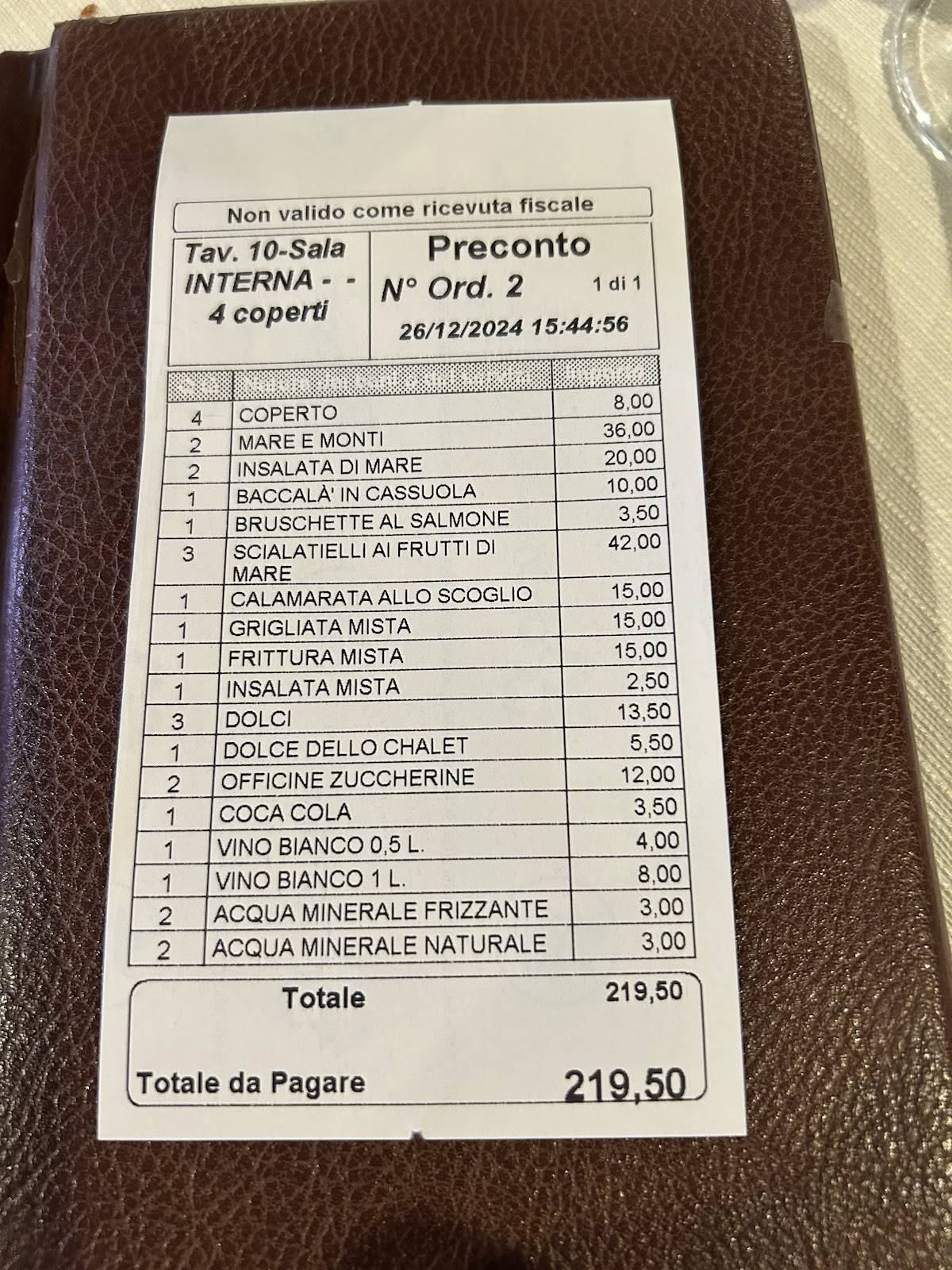 Menu di Lo Chalet 