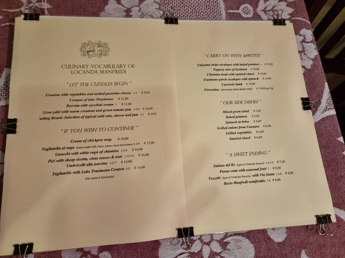Menu di Locanda Manfredi 