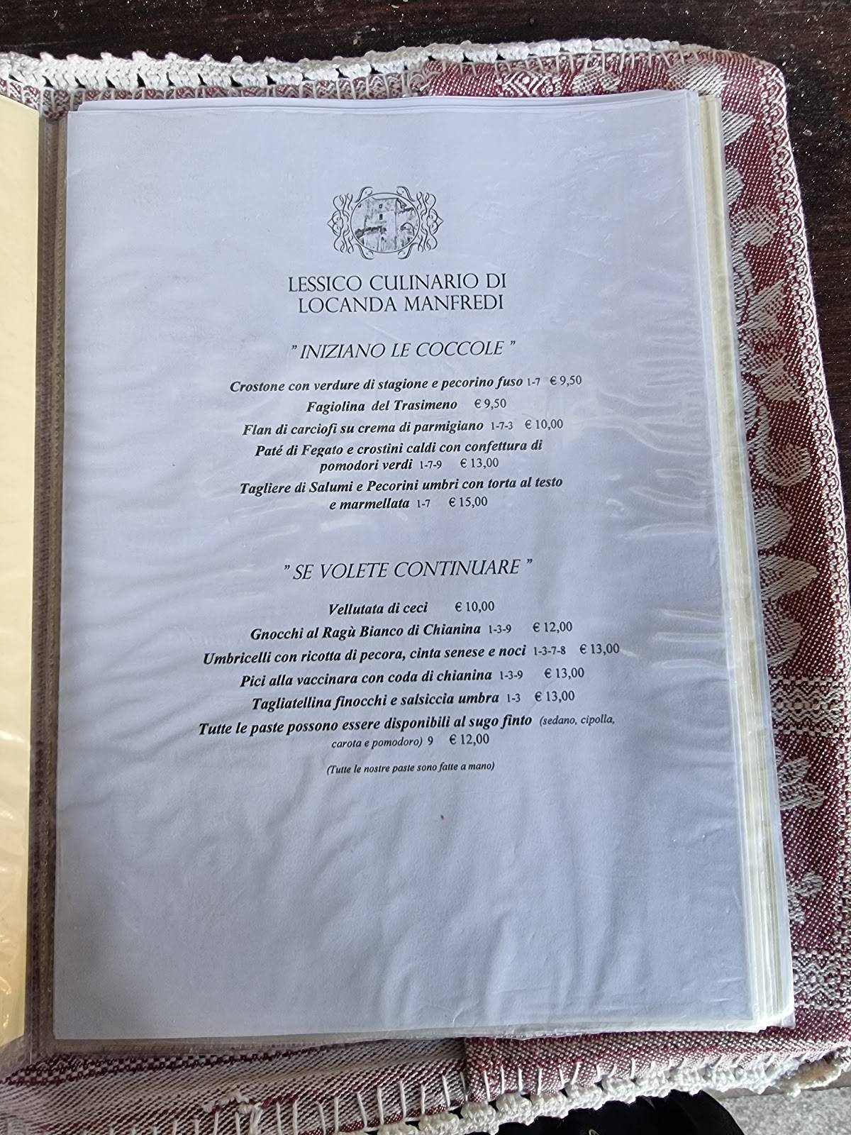 Menu di Locanda Manfredi 