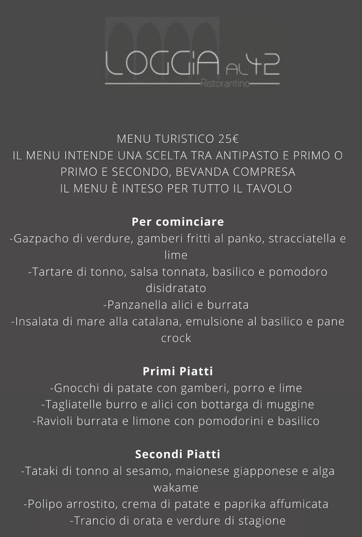 Menu di Loggia al 42 