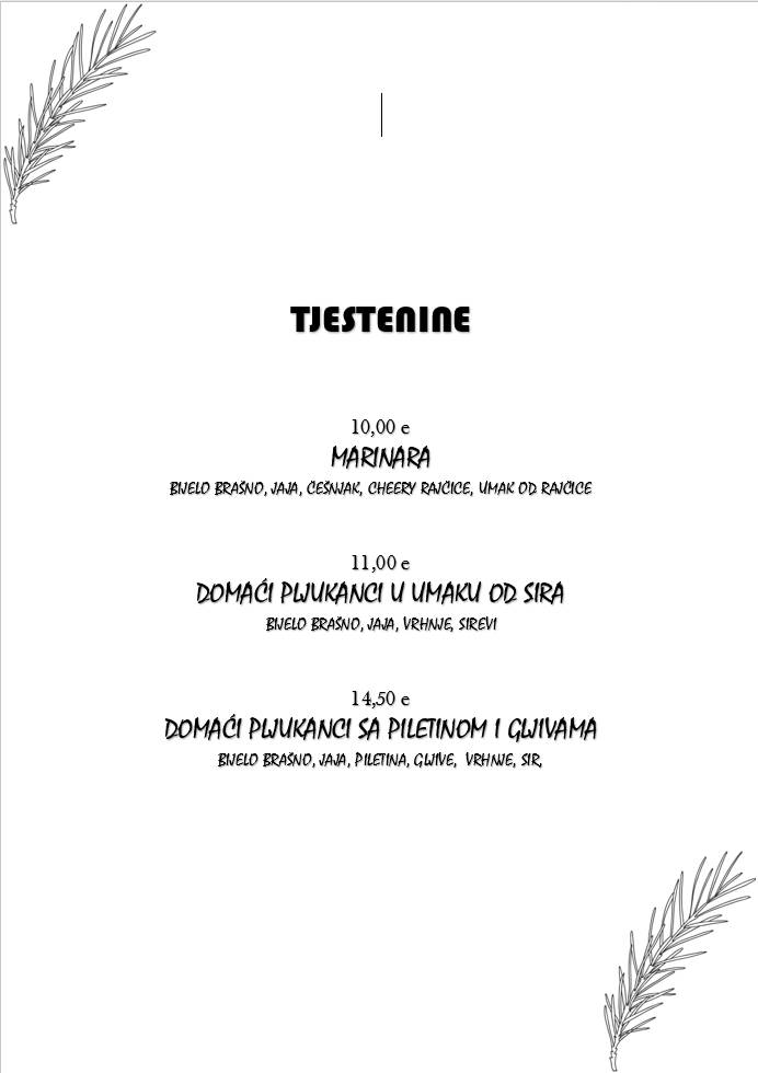 Menu di Buffet Iskra 