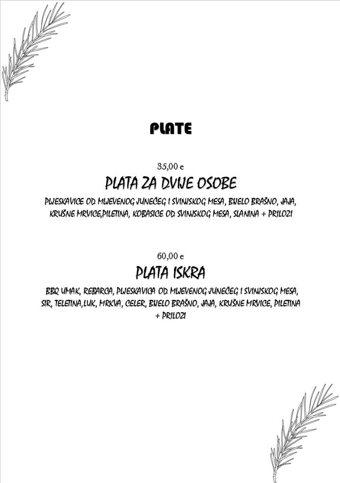 Menu di Buffet Iskra 