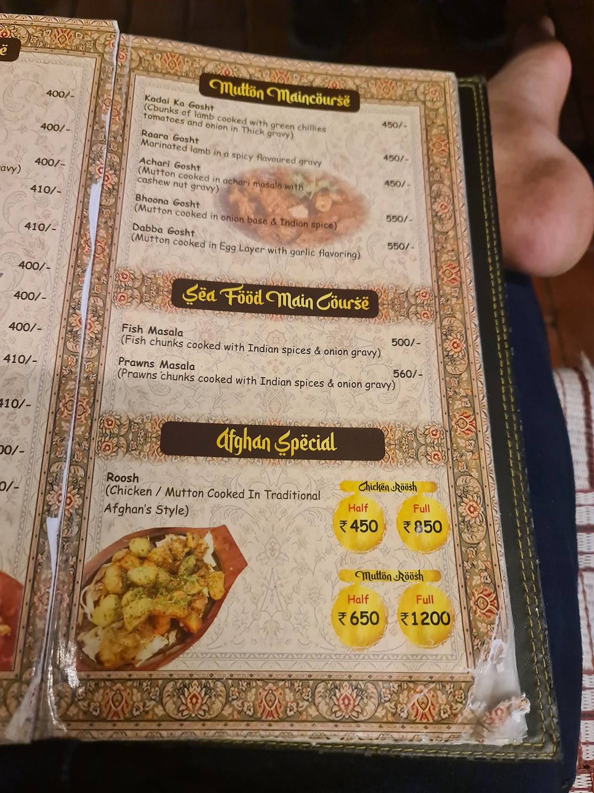 Raafae's Dastarkhwan menu