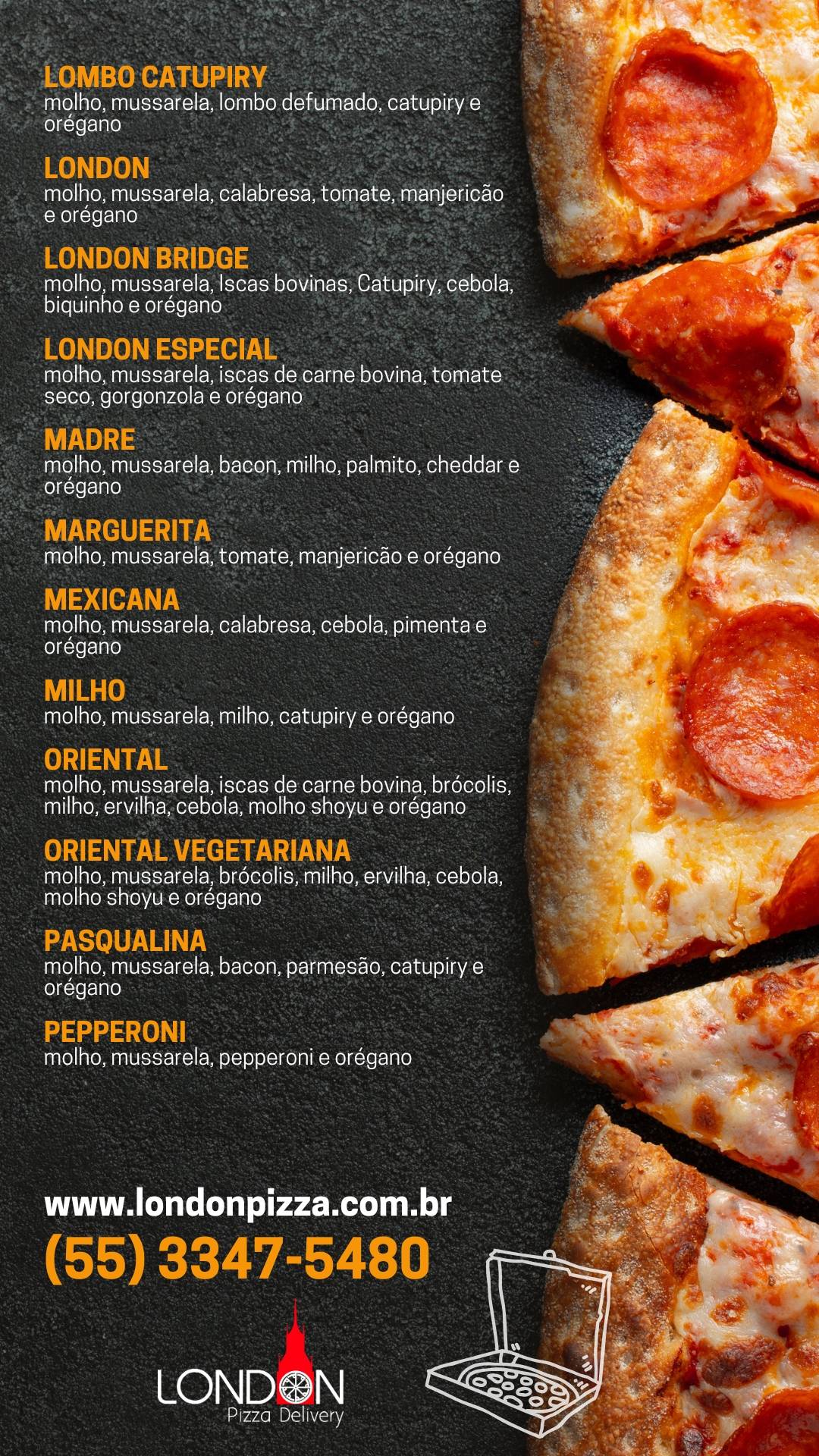 London Pizza Delivery cardápio