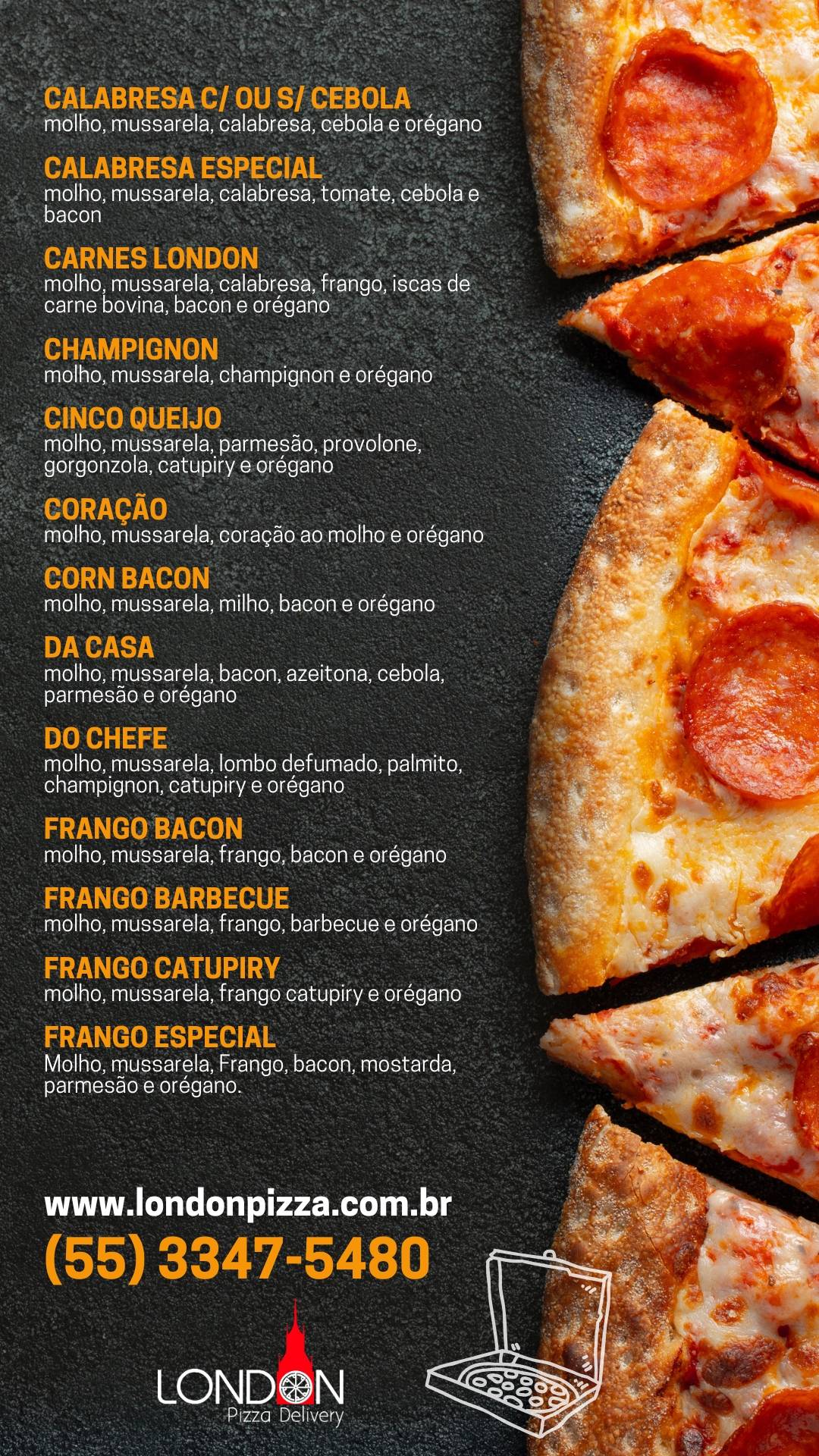 London Pizza Delivery cardápio