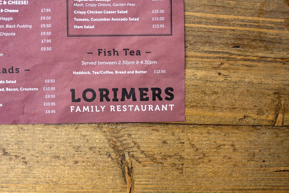 Menu at Lorimers Family Restaurant, Inverness, 18-20 Longman Rd