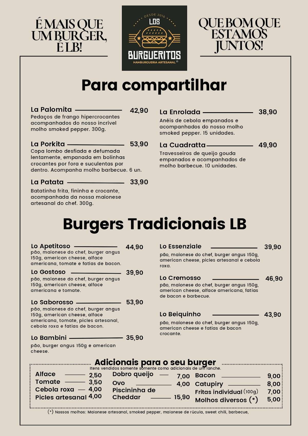 Los Burgueritos Hamburgueria cardápio