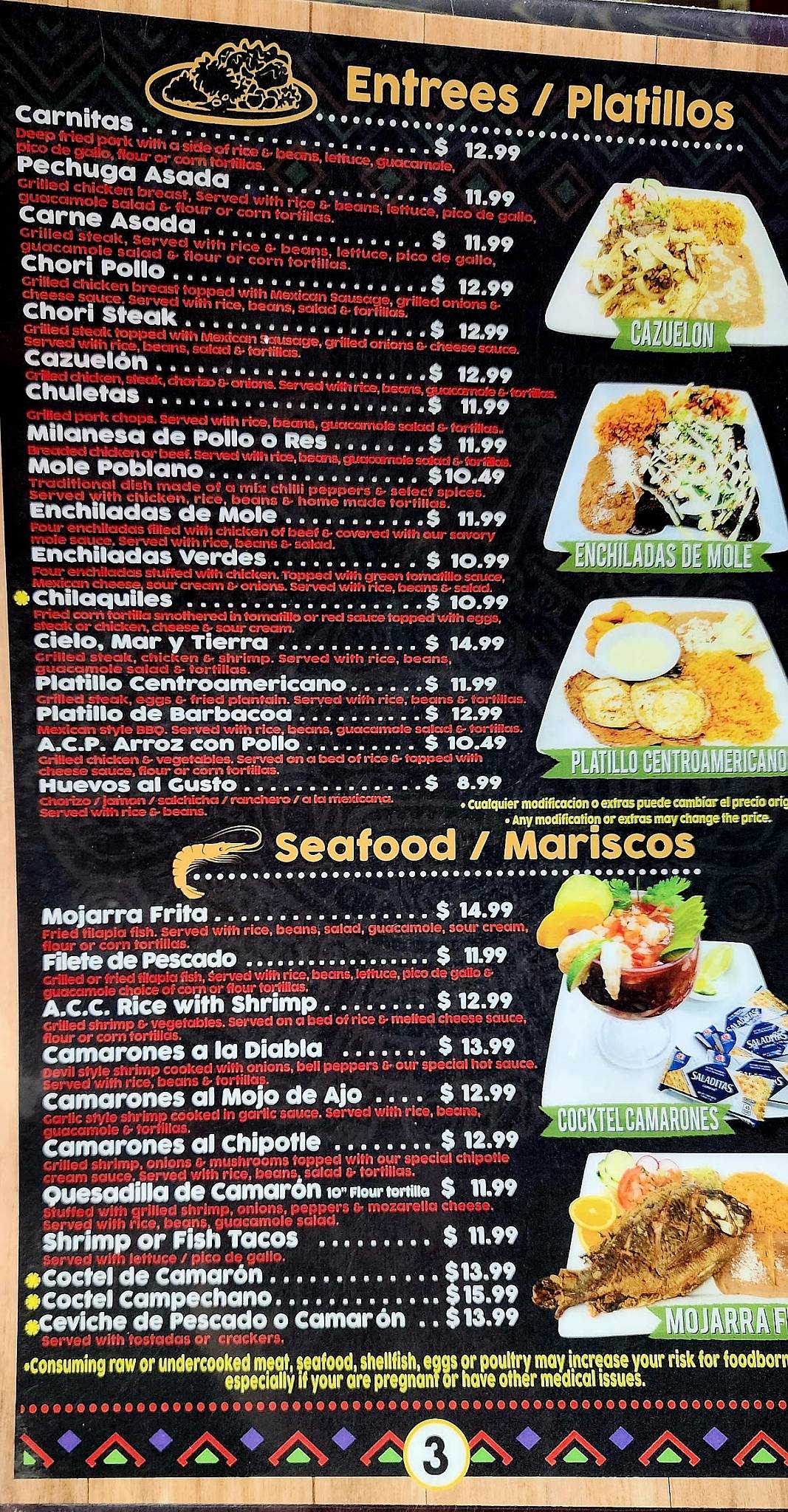 Menu at Los Juanes Inc restaurant, Winston-Salem