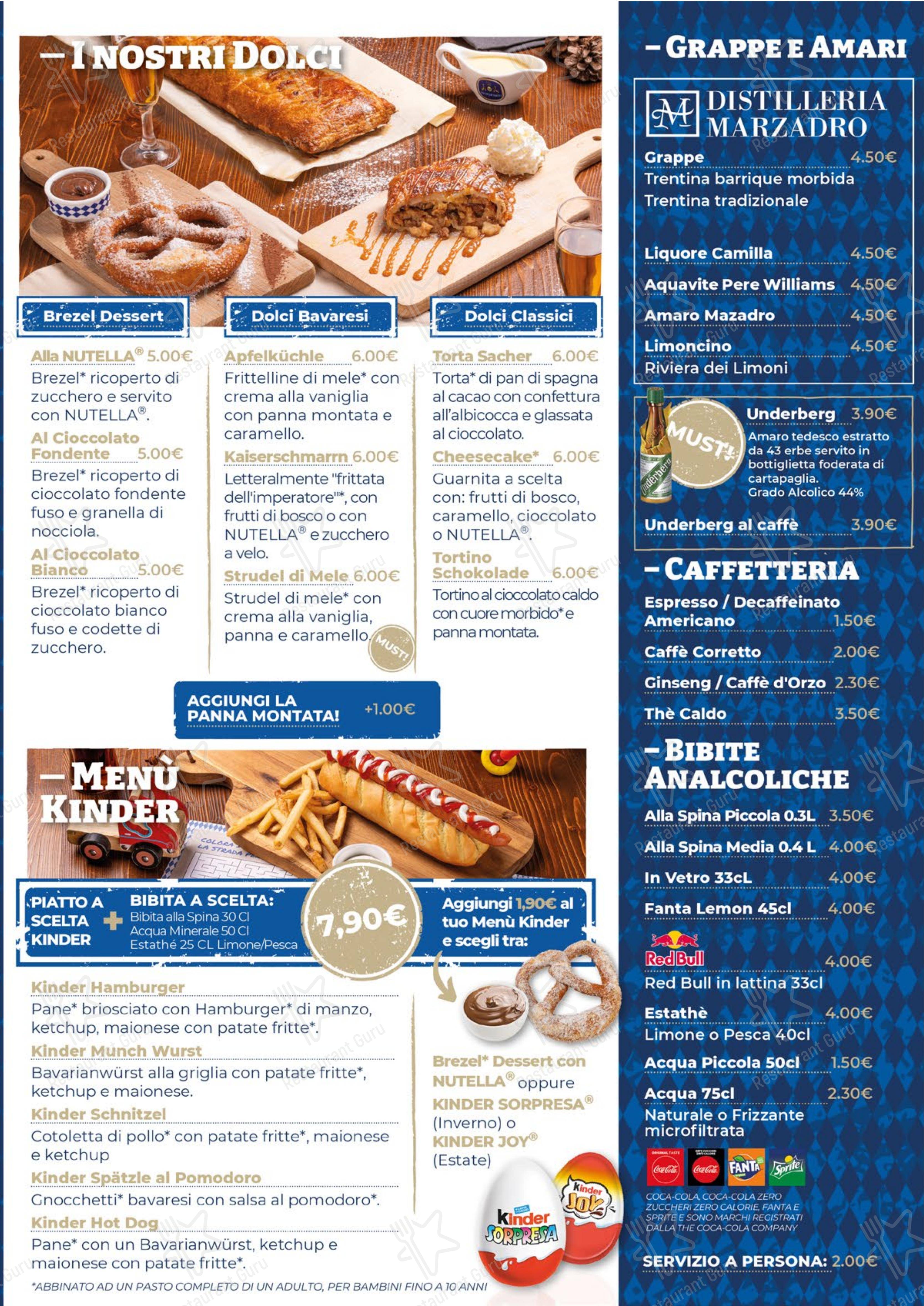 Menu di Löwengrube Modena - Menu bar