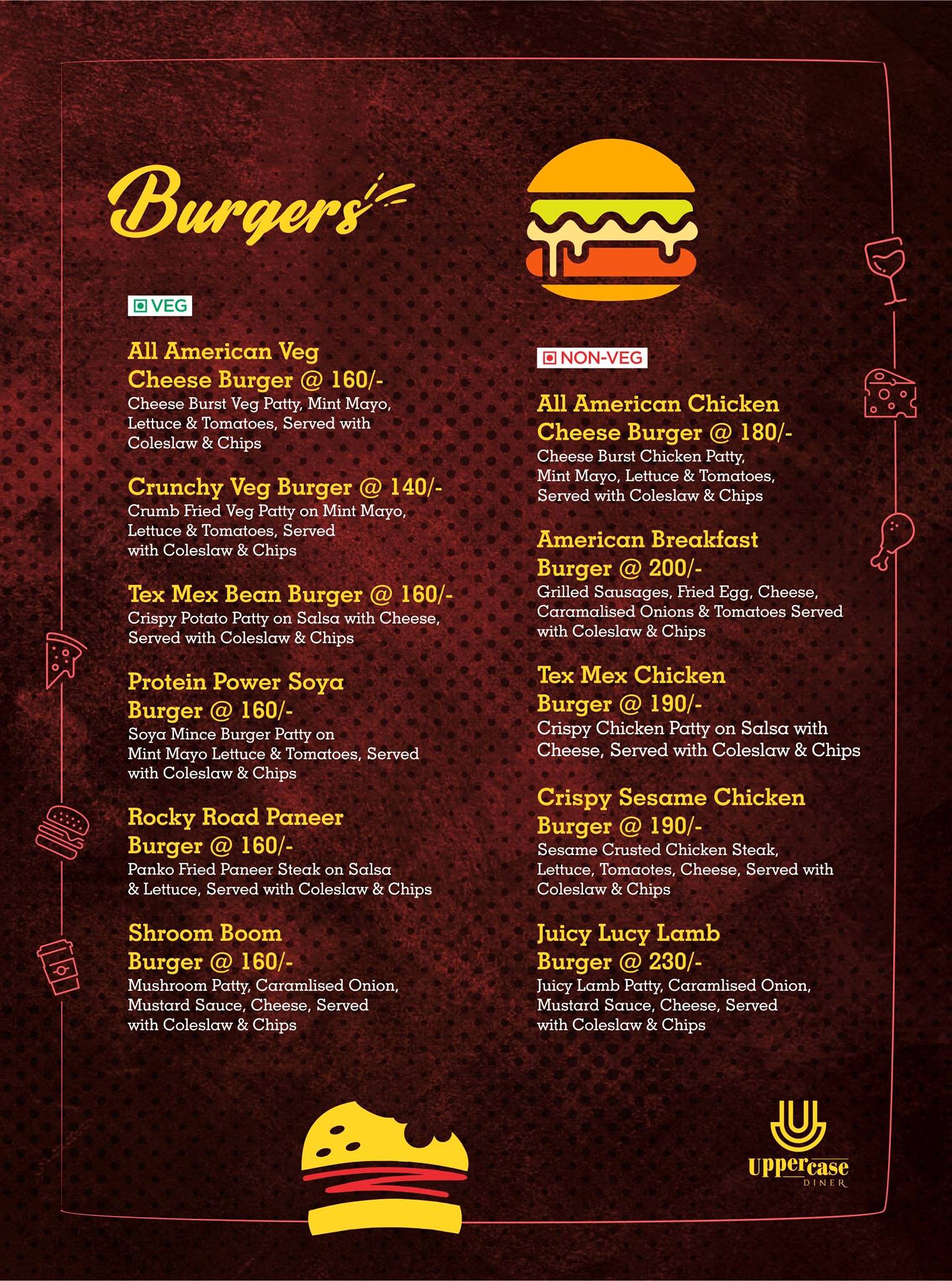 UPPERCASE Diner menu