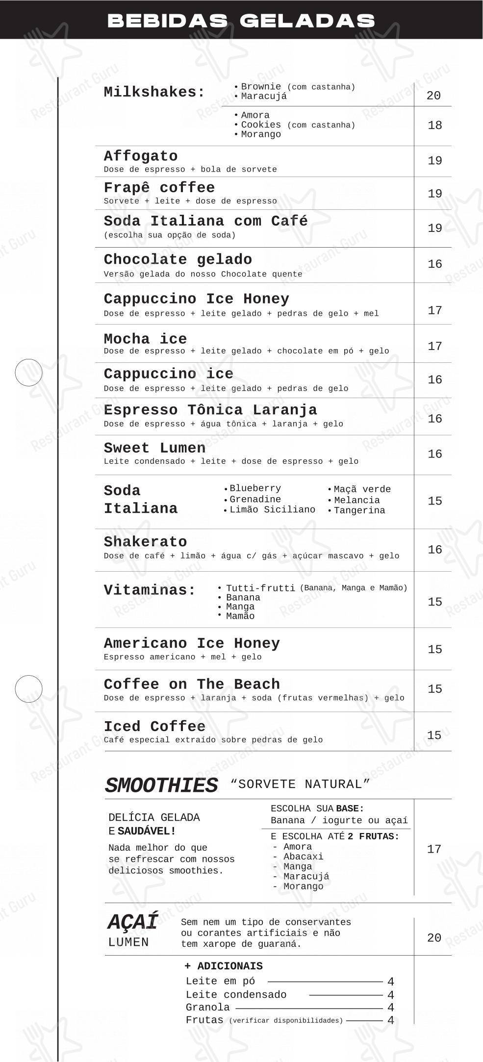 菜单 para Lumen Café + Gastronomia restaurante