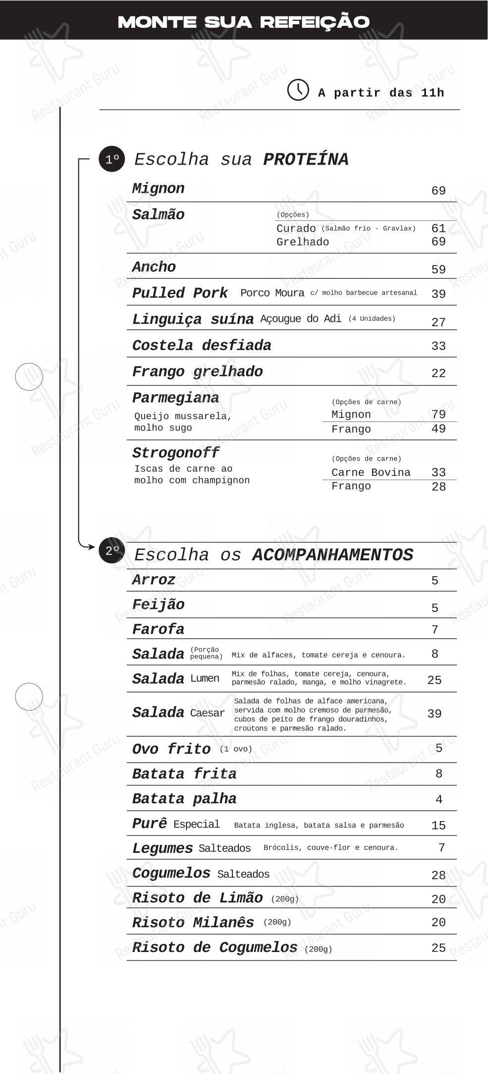 Menu bar para Lumen Café + Gastronomia em Ponta Grossa