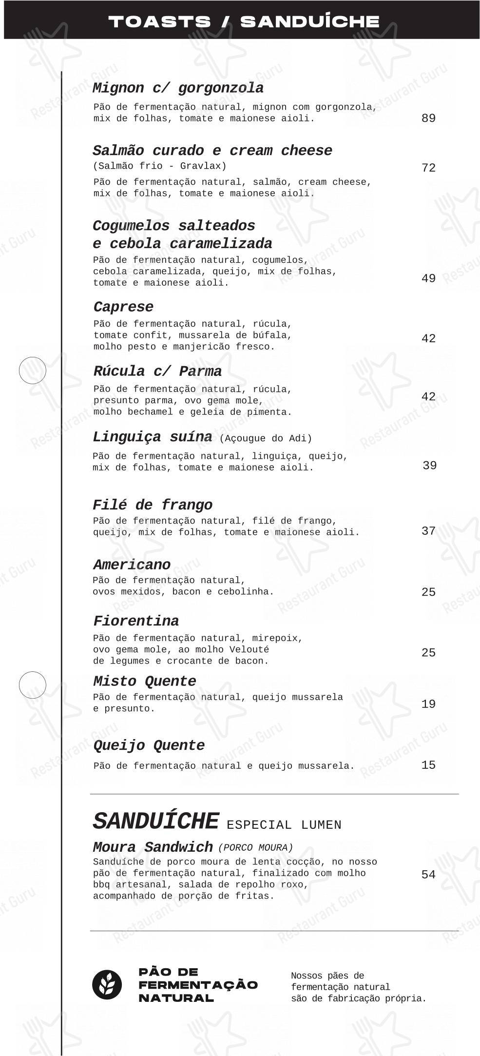 Lumen Café + Gastronomia - Menu