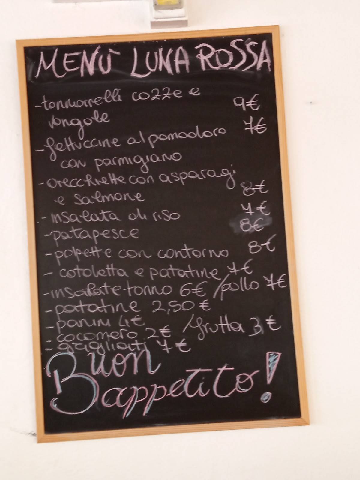 Menu di Luna Rossa 