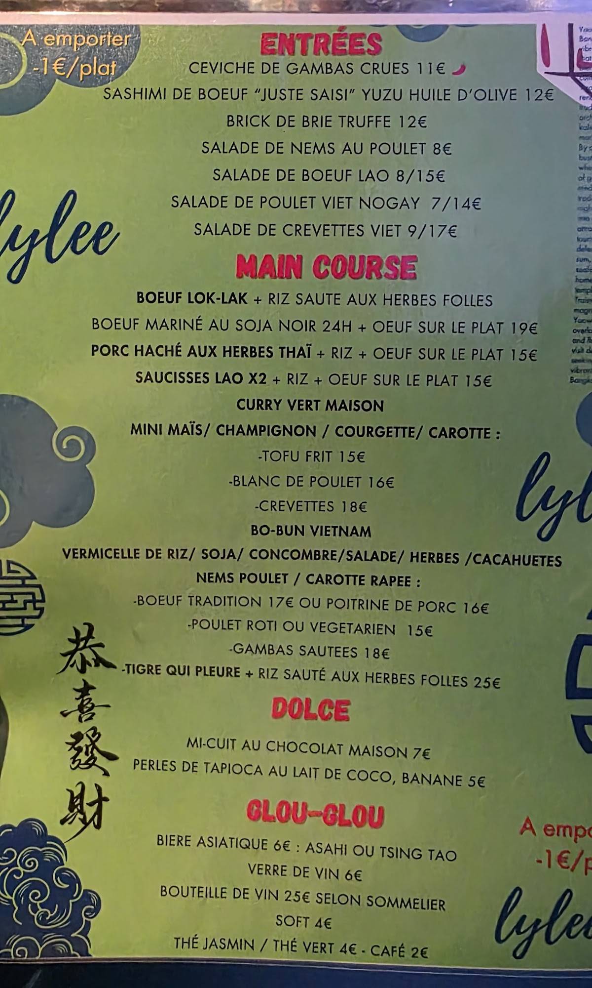 Menu de Lylee