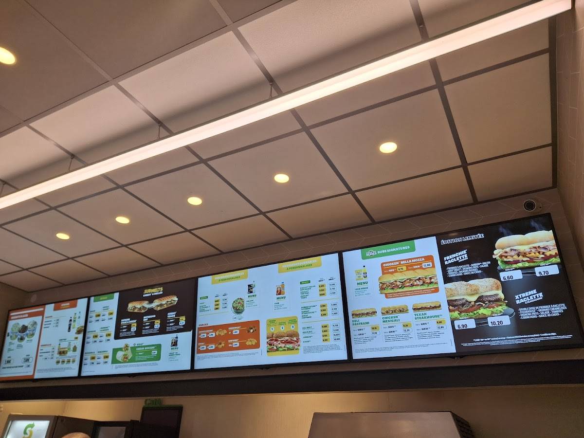 Menu de Subway
