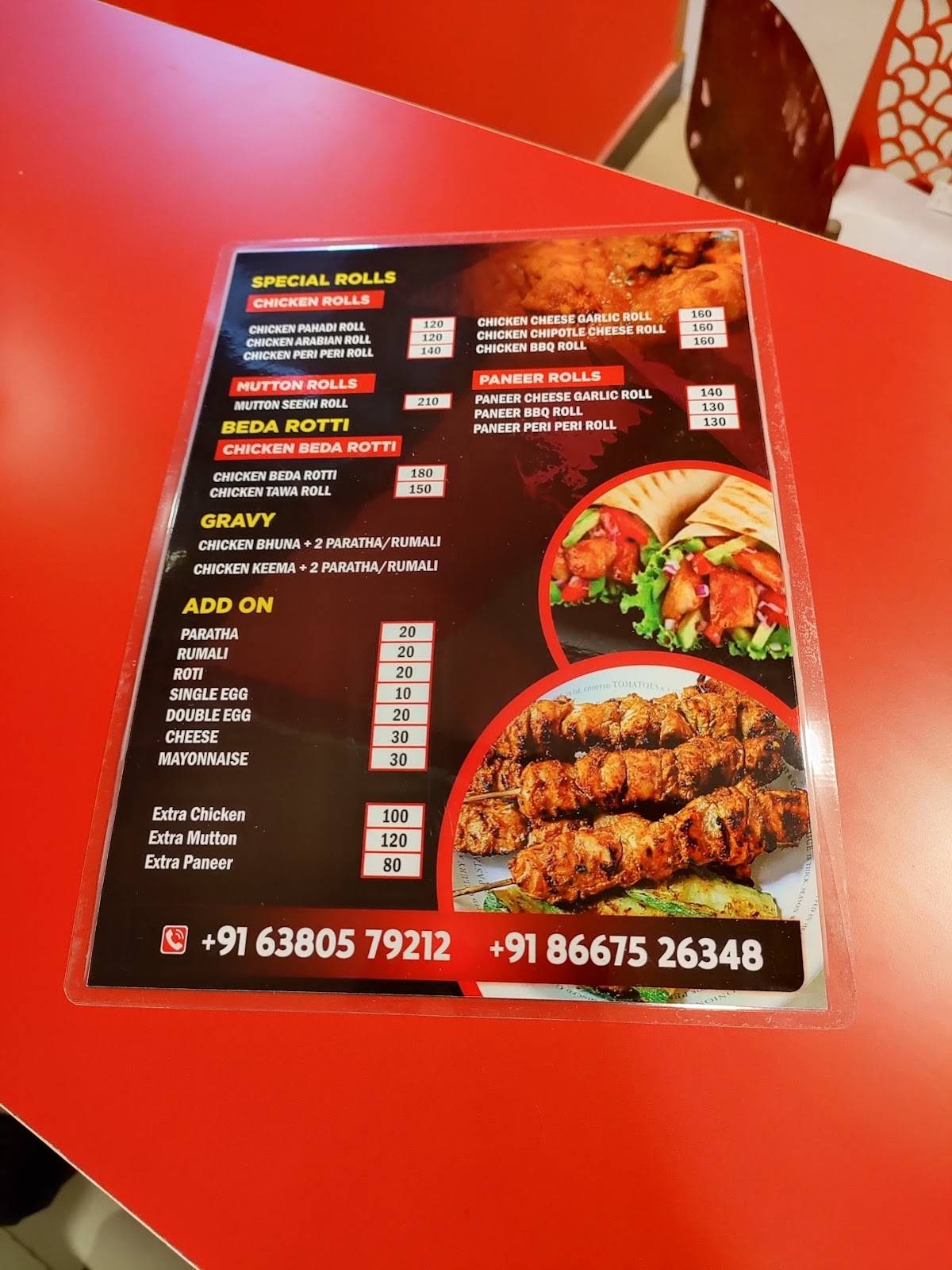 MALAI STAR KEBAB menu