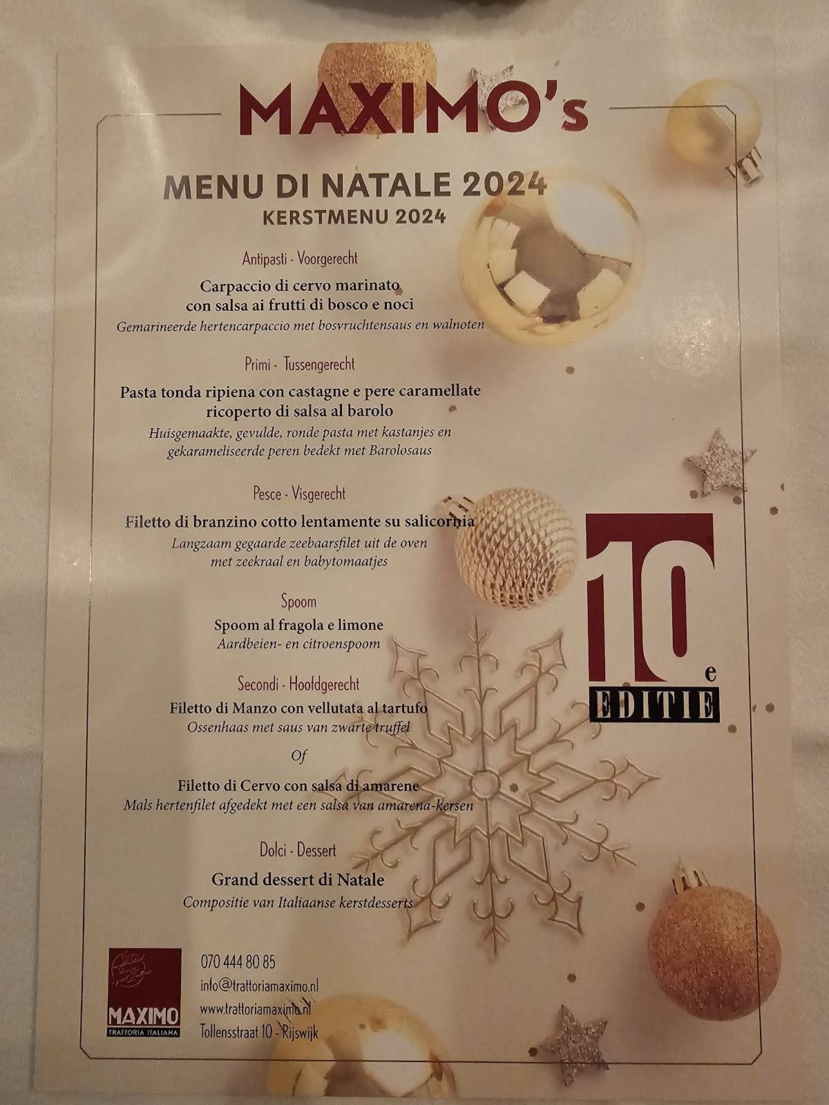 Menu de MAXIMO - Trattoria Italiana