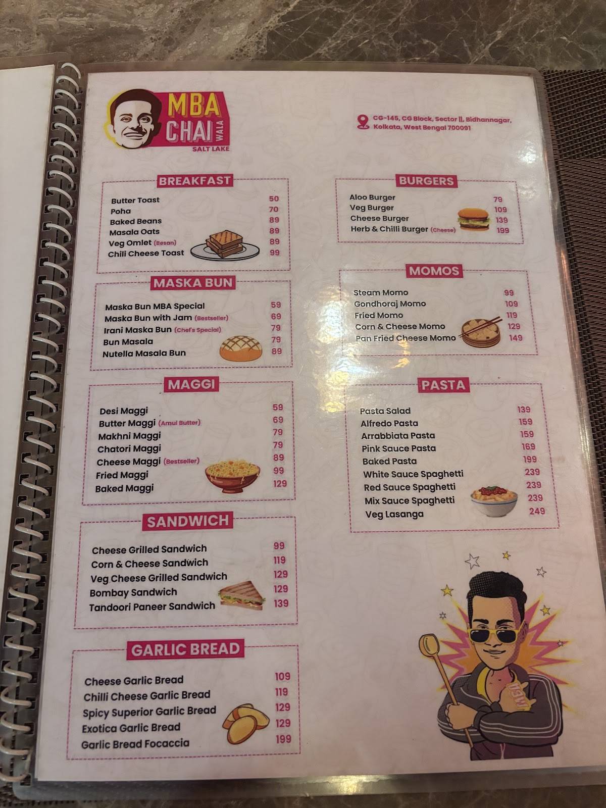 MBA CHAI WALA, Salt Lake Kolkata menu
