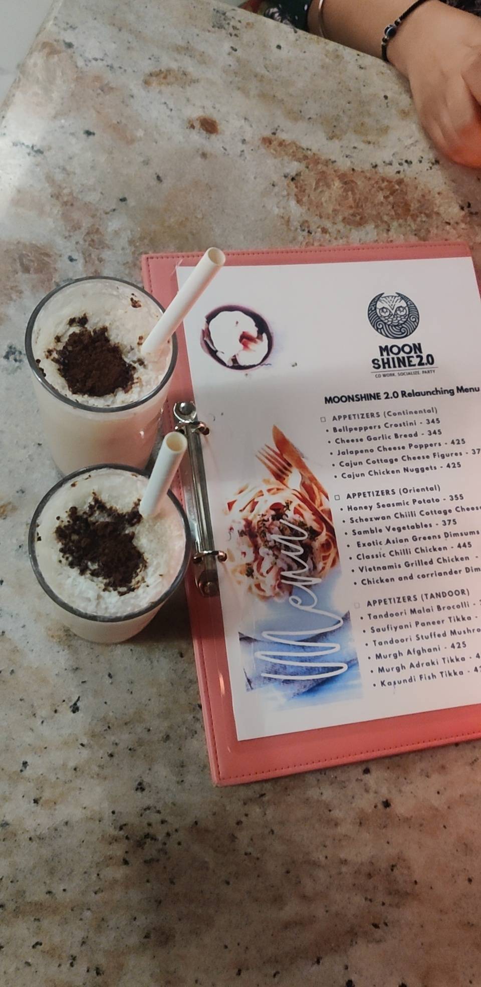 Moonshine Cafe and Bar, Hauz Khas Village menu