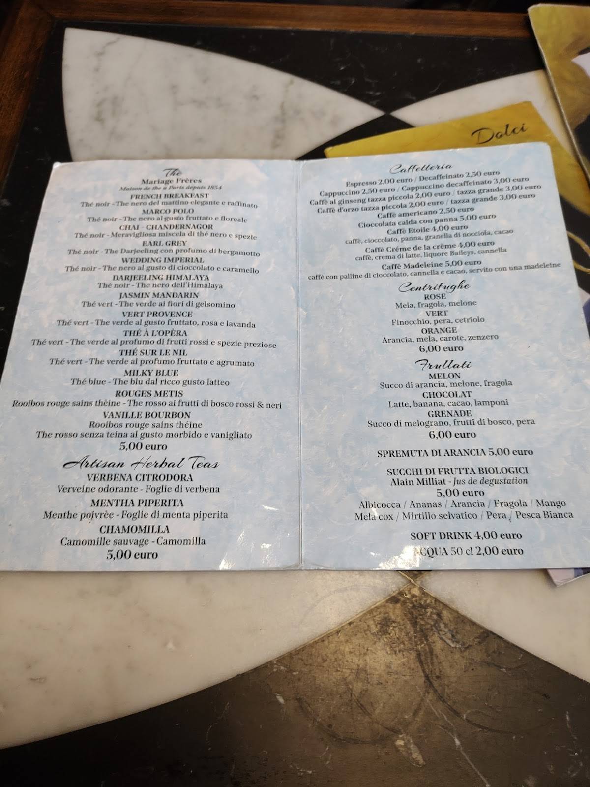 Menu di Madeleine Rome 