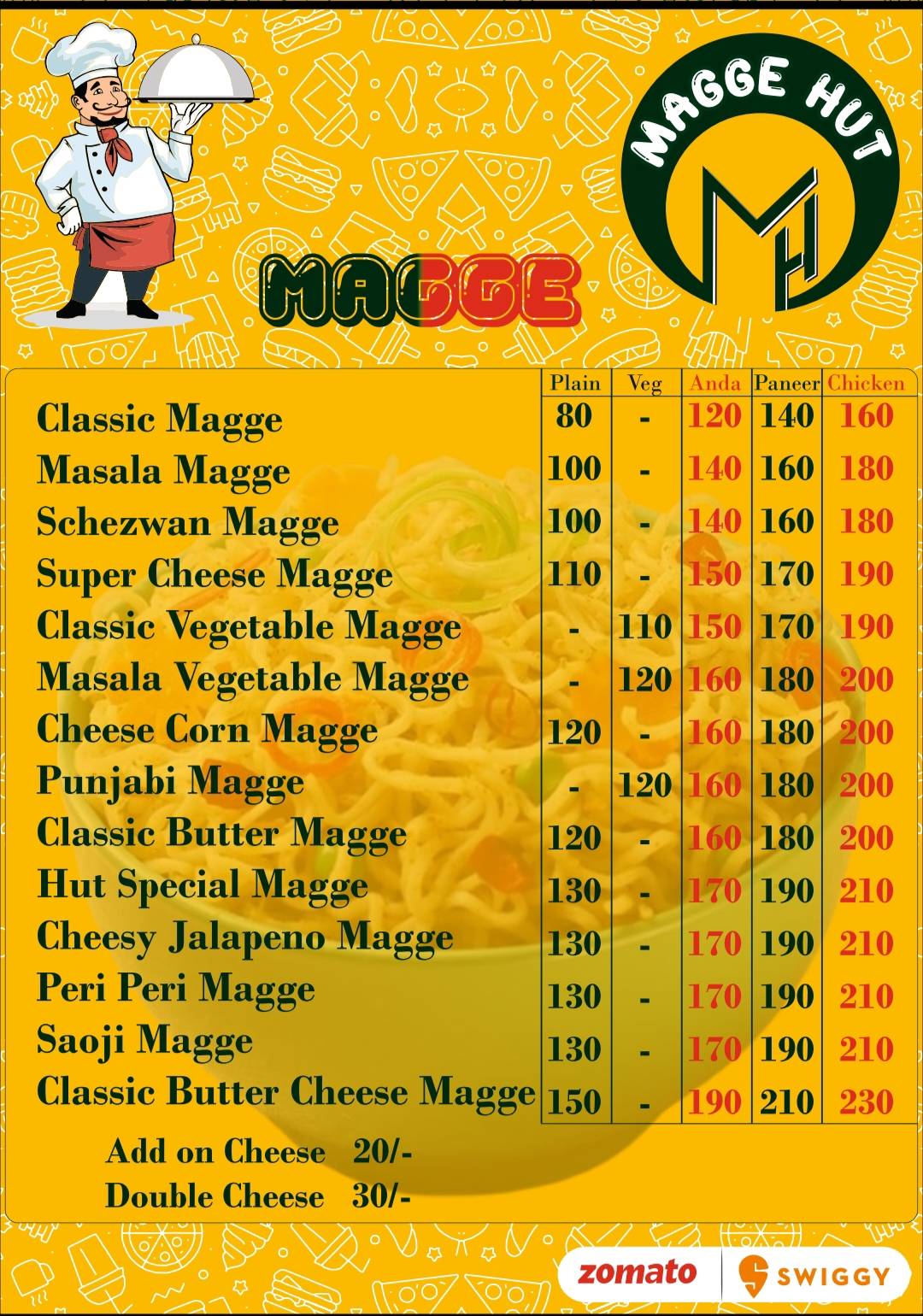 Magge Hut menu