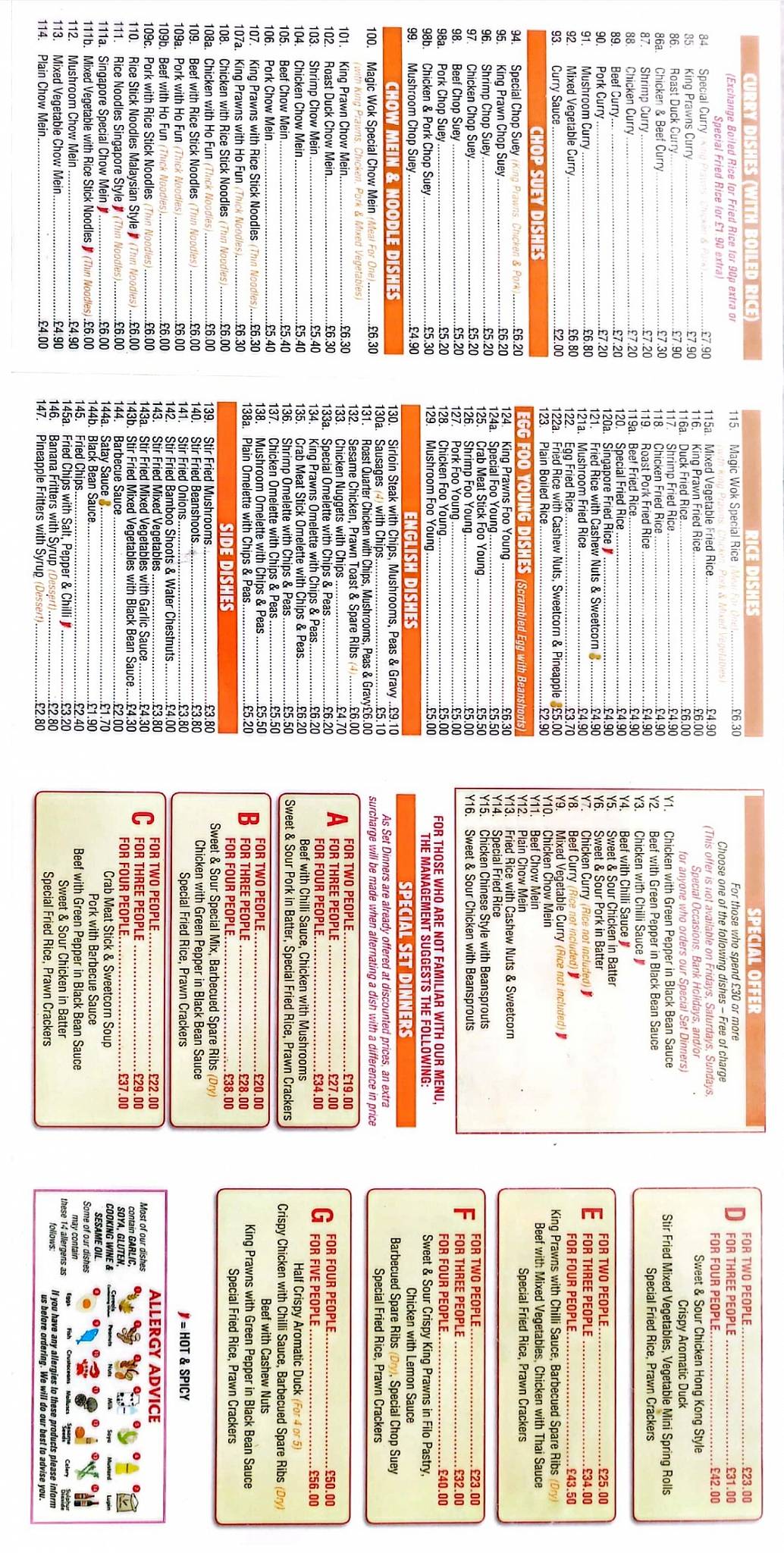 Menu at Magic Wok restaurant, Felixstowe, 107 High Rd E