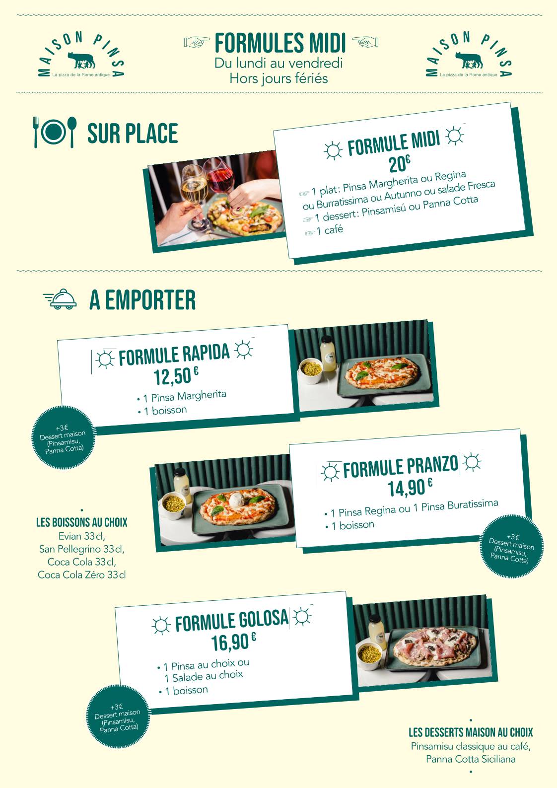 Menu de Maison Pinsa Montmartre