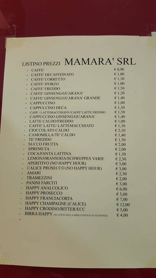 Menu di Mamarà Srl 